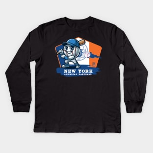 USA - American BASEBALL - New York - Baseball mascot - New York baseball Kids Long Sleeve T-Shirt